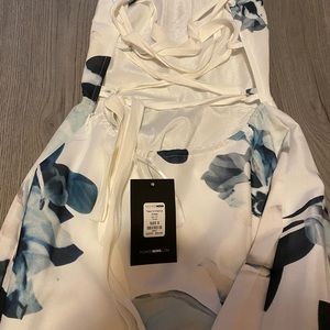 A symmetrical floral summer dress.
